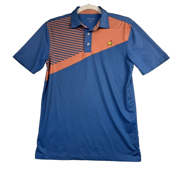 Masters Kids Polo Shirt Youth Large 10-12 Blue Orange Golf Performance Stretch - Picture 1 of 7